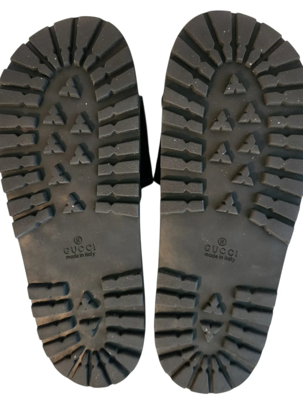 Gucci Men's Size 46 Size 12 Black Embossed GG Leather Slide Sandal Italy Luxury